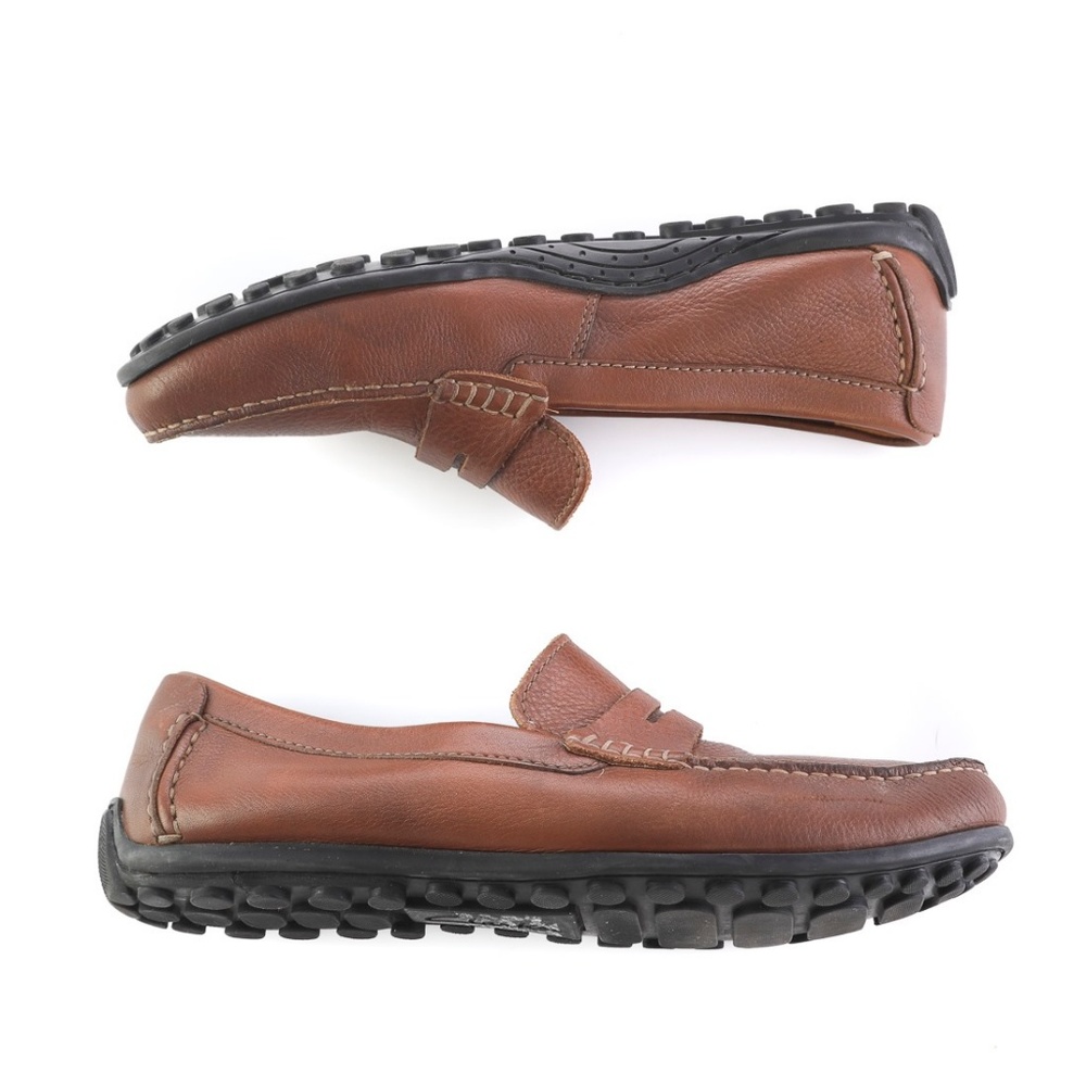 Clarks Collection Cognac Brown Penny Loafers Shoes - Picture 3 of 7